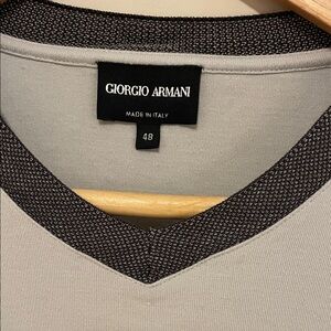 Giorgio Armani Light Gray Knit Sweater with Dark Charcoal Label
